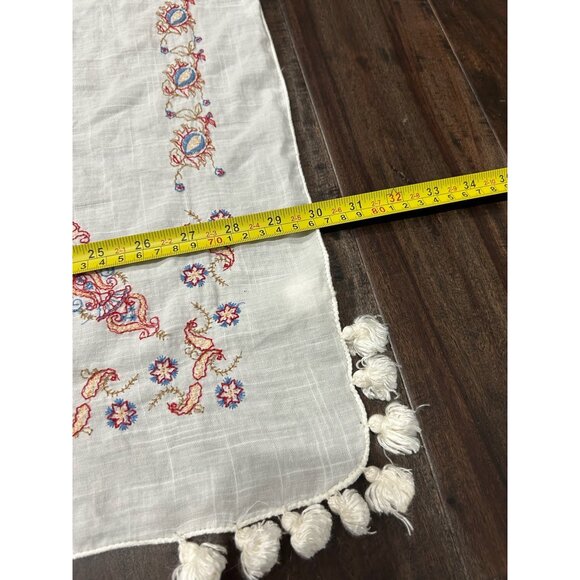 Hollister Embroidered Square Scarf With Tassels Paisley Floral Wrap Boho Cotton - Picture 6 of 8